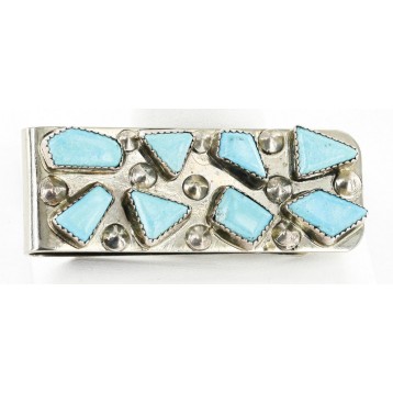 Handmade Certified Authentic Signed Zuni Nickel Natural Turquoise Nuggets Native American Money Clip 11246 Handmade Certified Authentic Signed Zuni Nickel Natural Turquoise Nuggets Native American Money Clip 11246