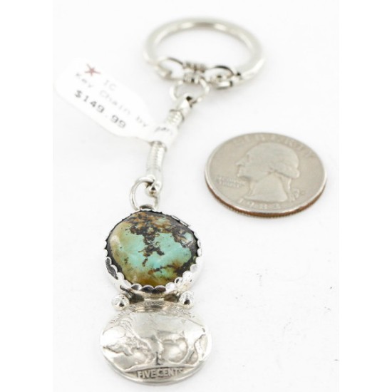 Vintage Style OLD Buffalo Coin Certified Authentic Navajo .925 Sterling Silver Natural Turquoise Native American Keychain 10327 All Products 390996203010 10327 (by LomaSiiva)
