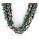 5 Strand Navajo Natural Turquoise and Mediterranean Coral Native American Necklace 15737-0