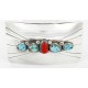 Certified Authentic Navajo .925 Sterling Silver Natural Turquoise and Coral Native American Buckle 1195