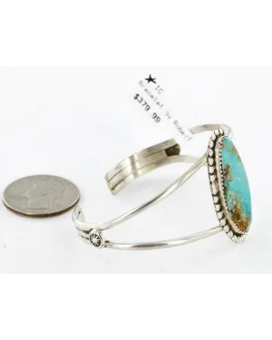 Handmade Certified Authentic Navajo .925 Sterling Silver Natural Turquoise Native American Bracelet 12757-2