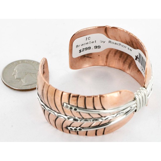 Handmade Certified Authentic Navajo Pure .925 Sterling Silver and Copper Native American Bracelet 371202322570 All Products 371202322570 371202322570 (by LomaSiiva)