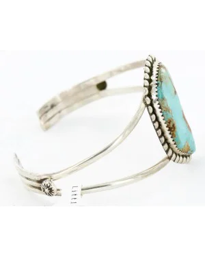 Handmade Certified Authentic Navajo .925 Sterling Silver Natural Turquoise Native American Bracelet 12757-1