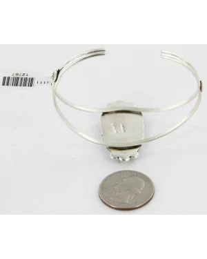 Handmade Certified Authentic Navajo .925 Sterling Silver Natural Turquoise Native American Bracelet 12767