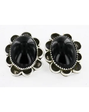 Certified Authentic Handmade Navajo .925 Sterling Silver Stud Native American Earrings Natural Black Onyx 24378 Certified Authentic Handmade Navajo .925 Sterling Silver Stud Native American Earrings Natural Black Onyx 24378