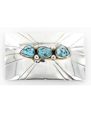 Certified Authentic Navajo .925 Sterling Silver Natural Turquoise Native American Buckle 1194-1 Certified Authentic Navajo .925 Sterling Silver Natural Turquoise Native American Buckle 1194-1