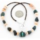 Certified Authentic Navajo .925 Sterling Silver Natural Turquoise Spiny Oyster and Heishi Native American Necklace 16038-1-0