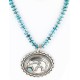 Collectable Large Handmade Certified Authentic Bear Navajo .925 Sterling Silver Natural Turquoise Native American Pendant and Necklace 15026