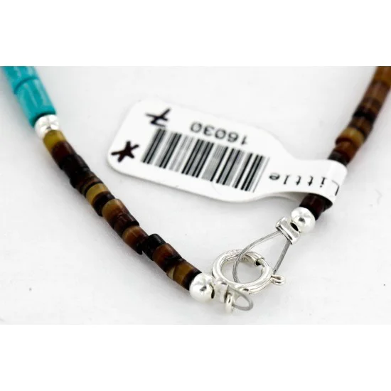 Handmade Certified Authentic Navajo .925 Sterling Silver Natural Turquoise Native American Necklace 15082 Handmade Certified Authentic Navajo .925 Sterling Silver Natural Turquoise Native American Necklace 15082