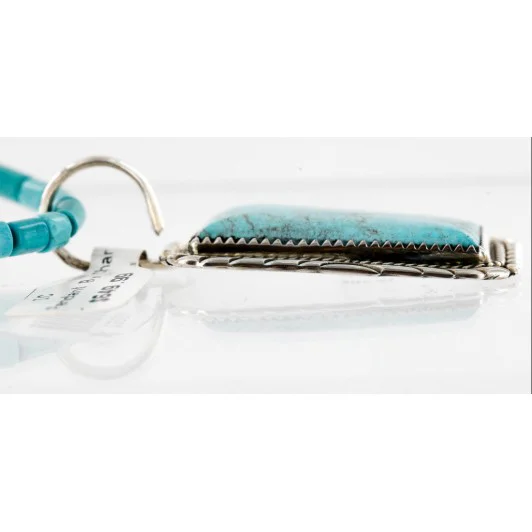 Handmade Certified Authentic Navajo .925 Sterling Silver Natural Turquoise Native American Necklace 15082 Handmade Certified Authentic Navajo .925 Sterling Silver Natural Turquoise Native American Necklace 15082