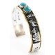 12kt Gold Filled and .925 Sterling Silver Handmade Storyteller Certified Authentic Navajo Turquoise Native American Bracelet 12638