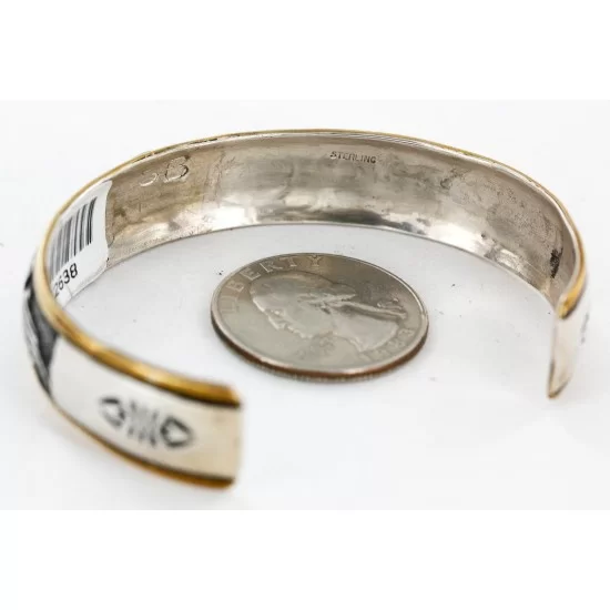 12kt Gold Filled and .925 Sterling Silver Handmade Storyteller Certified Authentic Navajo Turquoise Native American Bracelet 12638 12kt Gold Filled and .925 Sterling Silver Handmade Storyteller Certified Authentic Navajo Turquoise Native American Bracelet 12638