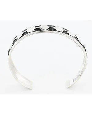 .925 Sterling Silver Handmade Certified Authentic Navajo Native American Bracelet 12536