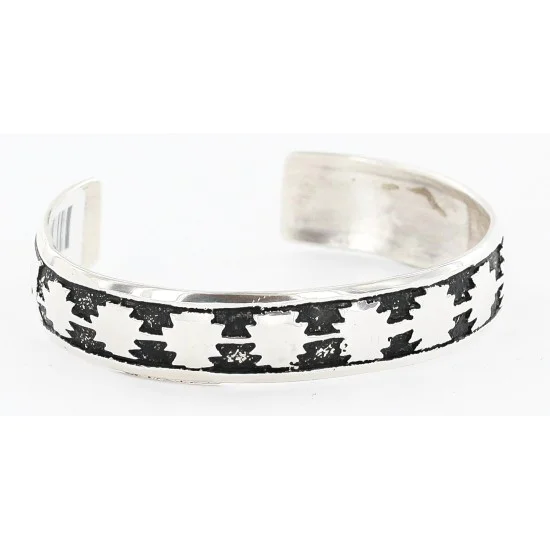 .925 Sterling Silver Handmade Certified Authentic Navajo Native American Bracelet 12536