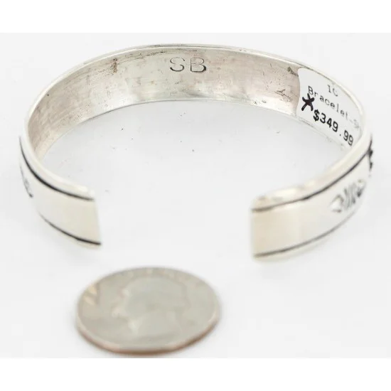 .925 Sterling Silver Handmade Certified Authentic Navajo Native American Bracelet 12536