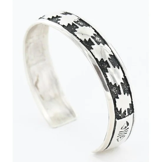 .925 Sterling Silver Handmade Certified Authentic Navajo Native American Bracelet 12536