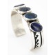 .925 Sterling Silver Handmade Wave Nuggets Certified Authentic Navajo Lapis Native American Bracelet 12559