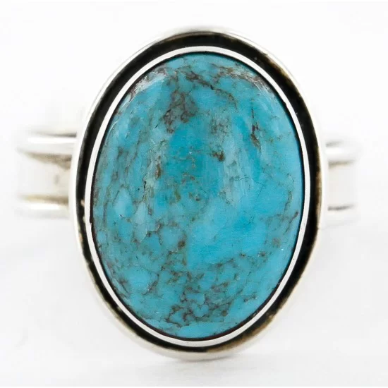 Handmade Certified Authentic Navajo .925 Sterling Silver Natural Turquoise Native American Ring  12521