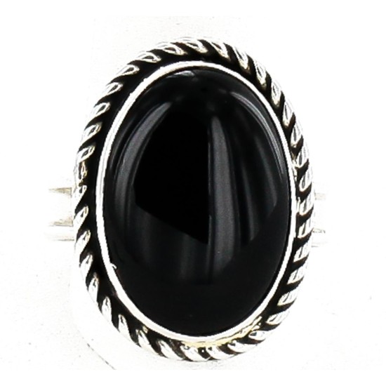 Handmade Certified Authentic Navajo .925 Sterling Silver Natural Black Onyx Native American Ring  12522 All Products 371208499243 12522 (by LomaSiiva)