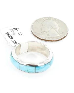 Handmade Certified Authentic Inlaid Signed Navajo .925 Sterling Silver Natural Turquoise Native American Ring 16625 Handmade Certified Authentic Inlaid Signed Navajo .925 Sterling Silver Natural Turquoise Native American Ring 16625