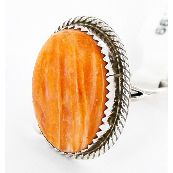 Handmade Certified Authentic Signed Navajo .925 Sterling Silver Spiny Oyster Native American Ring 16585-9 Handmade Certified Authentic Signed Navajo .925 Sterling Silver Spiny Oyster Native American Ring 16585-9