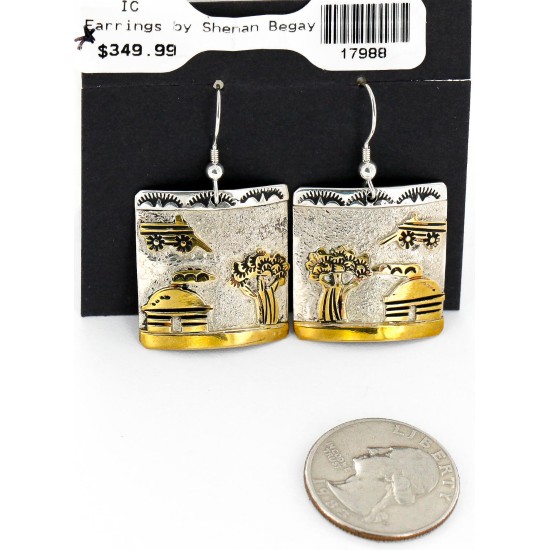 12kt Gold Filled and .925 Sterling Silver Handmade Story Teller Certified Authentic Navajo Native American Earrings 17988 All Products 390996185985 17988 (by LomaSiiva)