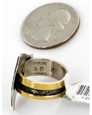 .925 Sterling Silver and 12kt Gold Filled Handmade Certified Authentic Navajo Horse Native American Ring 12658-4 .925 Sterling Silver and 12kt Gold Filled Handmade Certified Authentic Navajo Horse Native American Ring 12658-4