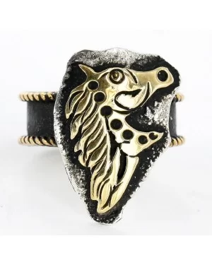 .925 Sterling Silver and 12kt Gold Filled Handmade Certified Authentic Navajo Horse Native American Ring 87657897 .925 Sterling Silver and 12kt Gold Filled Handmade Certified Authentic Navajo Horse Native American Ring 87657897