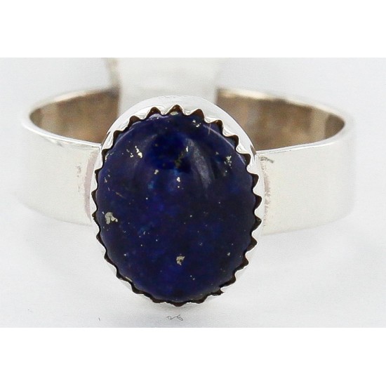 .925 Sterling Silver Handmade Certified Authentic Navajo Lapis Native American Ring  12642-000