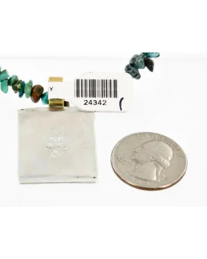 12kt Gold Filled .925 Sterling Silver Handmade Certified Authentic Navajo Pendant Turquoise Native American Necklace 24342-1 12kt Gold Filled .925 Sterling Silver Handmade Certified Authentic Navajo Pendant Turquoise Native American Necklace 24342-1