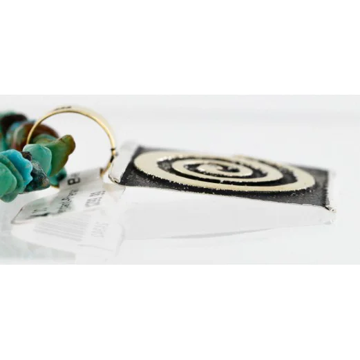 12kt Gold Filled .925 Sterling Silver Handmade Certified Authentic Navajo Pendant Turquoise Native American Necklace 24342-1