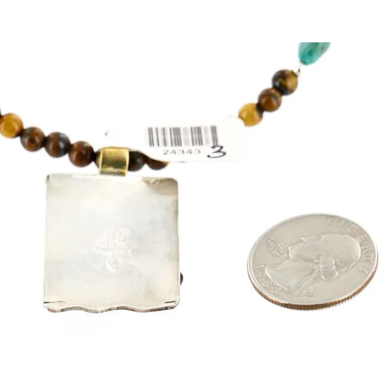 12kt Gold Filled .925 Sterling Silver Handmade Certified Authentic Navajo Turquoise Coral Native American Necklace 24343-3 12kt Gold Filled .925 Sterling Silver Handmade Certified Authentic Navajo Turquoise Coral Native American Necklace 24343-3