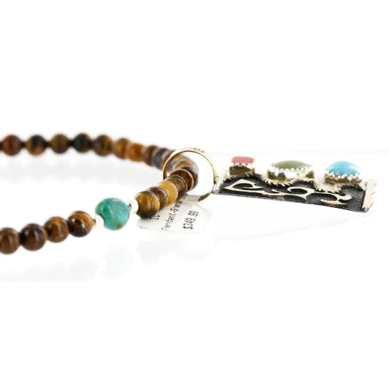 12kt Gold Filled .925 Sterling Silver Handmade Certified Authentic Navajo Turquoise Coral Native American Necklace 24343-3 12kt Gold Filled .925 Sterling Silver Handmade Certified Authentic Navajo Turquoise Coral Native American Necklace 24343-3