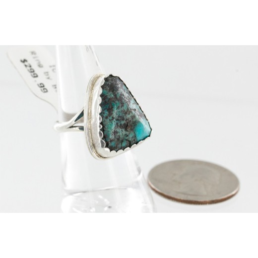 Handmade Certified Authentic Navajo .925 Sterling Silver Natural Turquoise Native American Ring 16936 Handmade Certified Authentic Navajo .925 Sterling Silver Natural Turquoise Native American Ring 16936