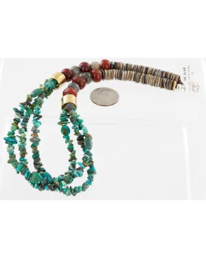 Certified Authentic 3 Strand Navajo .925 Sterling Silver 12kt Gold Filled Twisted Turquoise Native American Necklace 750134 Certified Authentic 3 Strand Navajo .925 Sterling Silver 12kt Gold Filled Twisted Turquoise Native American Necklace 750134
