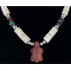 Certified Authentic Navajo .925 Sterling Silver Graduated Melon Shell Turquoise Gold Stone Native American Necklace 750143