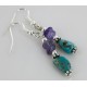 Certified Authentic Navajo .925 Sterling Silver Hooks Natural Turquoise Amethyst Native American Earrings 18055 All Products 18055 18055 (by LomaSiiva)