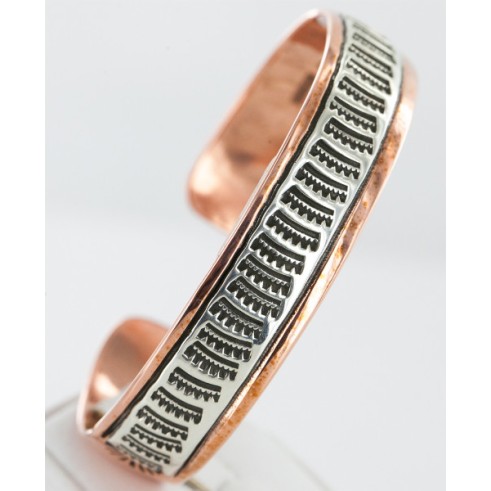 Handmade Certified Authentic Navajo Pure .925 Sterling Silver and Copper Native American Bracelet 12712 Handmade Certified Authentic Navajo Pure .925 Sterling Silver and Copper Native American Bracelet 12712