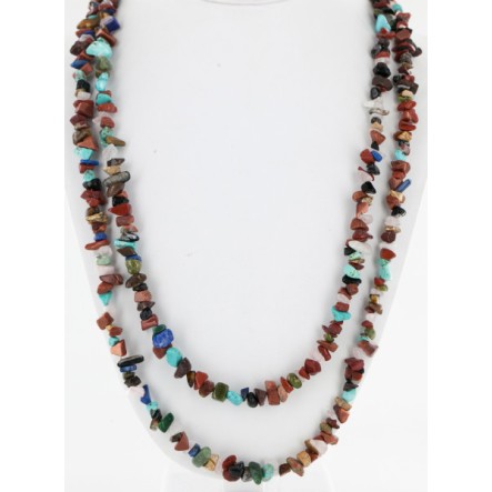 Large Certified Authentic 2 Strand Navajo Native .925 Sterling Silver Multicolor Natural Stone Native American Necklace 16020 Large Certified Authentic 2 Strand Navajo Native .925 Sterling Silver Multicolor Natural Stone Native American Necklace 16020
