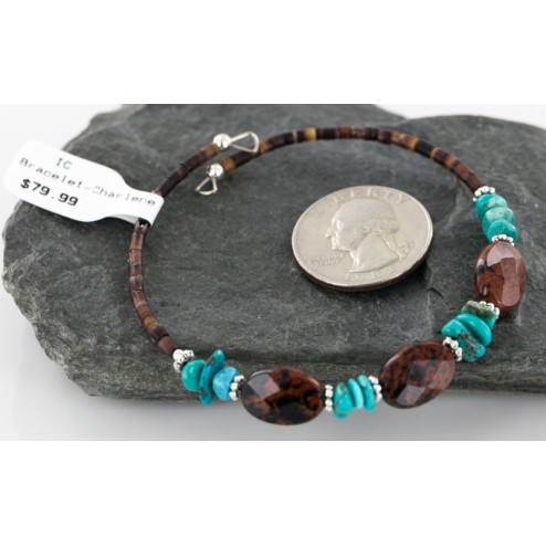 Certified Authentic Navajo Turquoise and Jasper Native American WRAP Bracelet 12742-3 Certified Authentic Navajo Turquoise and Jasper Native American WRAP Bracelet 12742-3