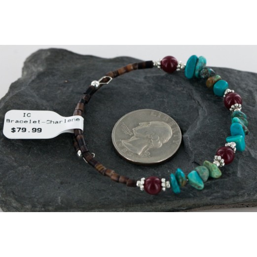 Certified Authentic Navajo Turquoise and Jasper Native American Adjustable Wrap Bracelet 12740-5 Certified Authentic Navajo Turquoise and Jasper Native American Adjustable Wrap Bracelet 12740-5