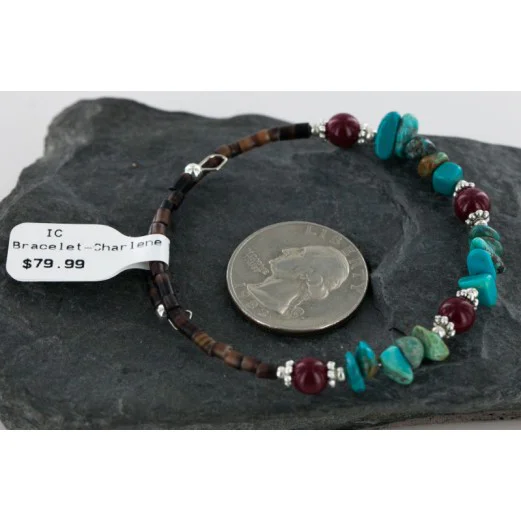 Certified Authentic Navajo Turquoise and Jasper Native American Adjustable Wrap Bracelet 12740-5