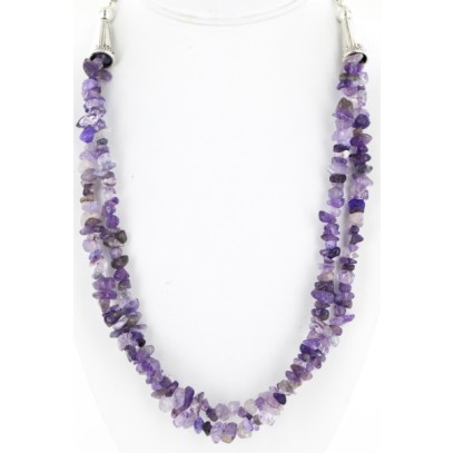 Certified Authentic 2 Strand Navajo .925 Sterling Silver AMETHYST Native American Necklace 16009 Certified Authentic 2 Strand Navajo .925 Sterling Silver AMETHYST Native American Necklace 16009