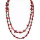 Certified Authentic 2 Strand Navajo .925 Sterling Silver Turquoise and Coral Native American Necklace 750161