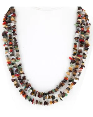 Large Certified Authentic 3 Strand Navajo .925 Sterling Silver Multicolor Stones Native American Necklace 750144-5 Large Certified Authentic 3 Strand Navajo .925 Sterling Silver Multicolor Stones Native American Necklace 750144-5