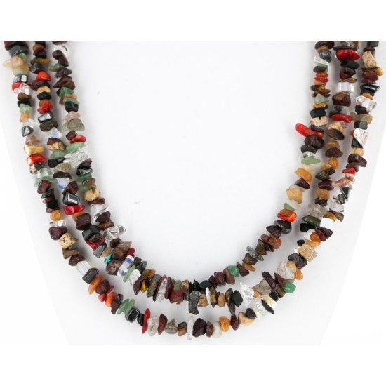 Large Certified Authentic 3 Strand Navajo .925 Sterling Silver Multicolor Stones Native American Necklace 750144-5 Large Certified Authentic 3 Strand Navajo .925 Sterling Silver Multicolor Stones Native American Necklace 750144-5