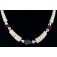 Certified Authentic Navajo .925 Sterling Silver Graduated Melon Shell and Turquoise Coral Native American Necklace 750156