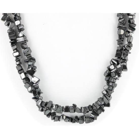 Certified Authentic 2 Strand Navajo .925 Sterling Silver Turquoise and Hematite Native American Necklace 16008 Certified Authentic 2 Strand Navajo .925 Sterling Silver Turquoise and Hematite Native American Necklace 16008