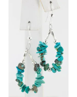 Certified Authentic Navajo .925 Sterling Silver Hooks Natural Turquoise Native American Earrings 18065 Certified Authentic Navajo .925 Sterling Silver Hooks Natural Turquoise Native American Earrings 18065