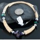 $280 Certified Authentic Navajo .925 Sterling Silver Graduated Heishi Turquoise and Amethyst Native American Necklace 25238